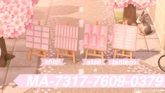 an animated image of pink flowers and chairs