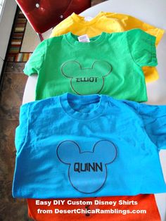 Disneyland T-Shirts for my boys to wear when we surprise them with our family trip this year!!! Custom Disney Shirts, Disney Theme Party, Crafts For Teens To Make, Diy Disney Shirts, Bespoke Clothing, Disneyland Trip, Disney Tips, Disney Lover, Disney World Trip