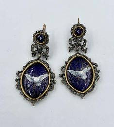 For Sale on 1stDibs - The extraordinary Enamel Rose Cut Diamond Dove Bird Earrings are Museum Quality Jewels which date to the Georgian to Victorian period. The pendant dangle Harrow Faire, Georgian Earrings, Diamond Dove, Dove Bird, Victorian Period, Bird Earrings, Bird Jewelry, Button Jewelry, Jewel Box