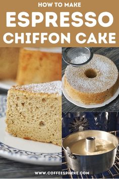 how to make espresso chiffon cake with coffee and sugar on top