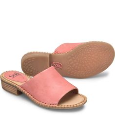 Nalanie | Sofft Shoe Leather Slides For Beach In Summer, Leather Slides For Summer Beach, Leather Slides For Summer Beach Outings, Casual Leather Slides For Beach Season, Summer Leather Slides For Vacation, Casual Pink Slides With Leather Footbed, Casual Slides With Leather Footbed, Leather Slides For Beach In Spring, Pink Leather Slides For Spring