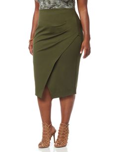 Curvy Collection Surplice Skirt (original price, $59.00) available at #Maurices Out Of Style, High Waisted Skirt, Pencil Skirt, Pencil, Fashion Outfits, Skirt, The Originals, Fabric, Clothes