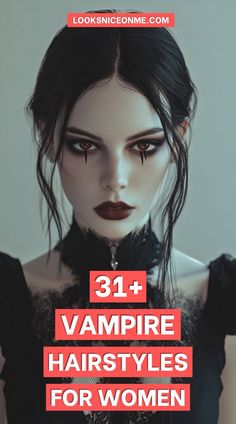 Update your vampire costume with a modern twist—a sleek, high ponytail combined with razor-sharp edges. This hairstyle is perfect for the contemporary vampire look, blending chic style with a hint of danger. Vampire Hairstyles For Women, Vampire Hairstyles, Vampire Hair, Modern Vampires, Vampire Look