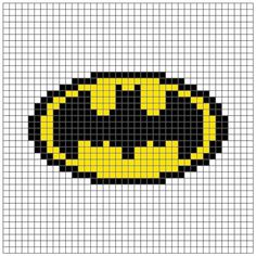 a cross stitch batman symbol in yellow and black