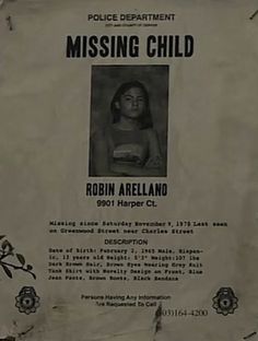 the missing child poster for robin arellano is shown in this file photo provided by police department