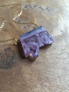 Raw Amethyst Slice Necklace - Raw Crystal Necklace -  Gemstone Necklace -Amethyst Jewelry - Raw Ston Amethyst Raw Stone Necklace For Healing, Purple Raw Stone Necklaces For Healing, Amethyst Raw Stone Pendant Necklace, Purple Raw Stone Crystal Pendant Necklace, Amethyst Pendant Necklace With Raw Stone, Purple Amethyst Necklace With Raw Stone, Healing Abilities, February Birthstone Jewelry, Amethyst Stalactite