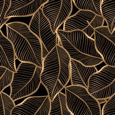 gold leaf pattern on black background