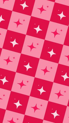 a red and white checkerboard pattern with stars on the bottom, in shades of pink