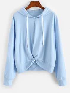 Twist Hem Drop Shoulder Drawstring Hoodie Shopvhs.com Light Sky Blue, Women Hoodies, Love Clothing, Style Hoodie, Drawstring Hoodie, Hoodies For Sale, Plus Dresses, Online Clothing Stores, The Chic