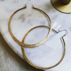 CLASSIC HOOP EARRINGS Brass Hoop Earrings, Brass Hoops, Sustainable Fashion Brands, Twist Ring, Hammered Gold, Hand Chain, Earrings Minimalist, Gold Brass, Women Artisans