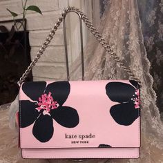 New With Tags Kate Spade Cameron Grand Flora Crossbody Bag Color-Pink With Black Flowers 5.8"H X 9.2"W X 2.6” Drop: 22" Material : Saffiao Two Way Spade Jacquard Lining Metal Pinmount Logo Flap And Magnetic Snap Closure Interior Back Slip Pockets Exterior Back Slip Pocket Pet-Free & Smoke-Free House Pink Kate Spade Shoulder Bag For Evening, Kate Spade Pink Bags For Evening, Pink Kate Spade Bag For Evening, Pink Kate Spade Evening Bag, Kate Spade Pink Crossbody Shoulder Bag, Spring Pink Bag With Chain Strap, Pink Spring Bags With Chain Strap, Spring Pink Bags With Chain Strap, Pink Chain Strap Bag For Spring