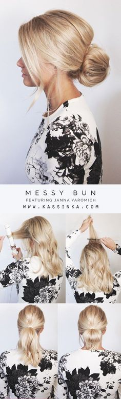 Messy Bun For Short Hair // Model > @jannaYaromich Messy Bun For Short Hair, Short Hair Bun, Hair Bun Tutorial, Easy Hair Updos, Peinados Recogidos, Super Hair, Short Hair Tutorial