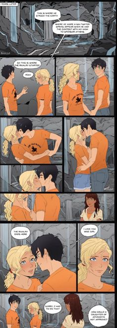 a comic strip with two people kissing each other