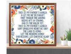 a cross stitch pattern with the words, this is my father's world