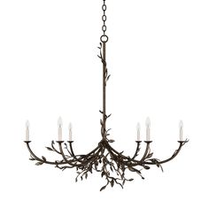 a chandelier with five candles hanging from it's center and branches on the bottom