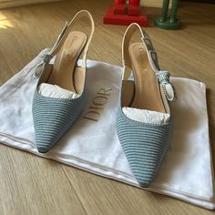 I Am Selling This Very Beautiful New, Never Used, 2024 Summer Season Color Slingback Because It Was The Wrong Size. I Have Never Used It, It Was Bought From Europe And It Came With The Wrong Number, So I Want To Sell It. As You Can See In The Photos, It Is Original And Has No Scratches Or Defects And It Has Never Been Worn And Is In Immaculate Condition! Available In Dust Bag. The J'adior Slingback Pump Is A Prime Example Of Dior's Savoir-Faire. Crafted With Passion In Christian Dior's Italian A Designer Slingback Pumps For Spring, Designer Fitted Slingback Pumps For Spring, Dior Slingback, Ribbon Flats, Lucky Symbols, Wrong Number, Bow Flats, Slingback Pump, Season Colors