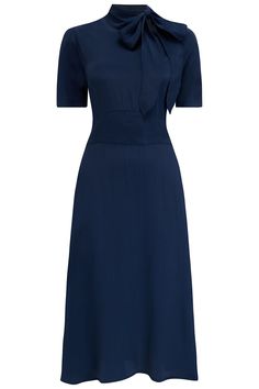 Kathy Dress in French Navy , A Classic 1940s Inspired, True Vintage St – Rock n Romance 1940 Dresses Vintage 1940s Style, 1940s Dresses Casual, 40s Clothes, 1940s Aesthetic, Theater Sets, Vintage French Fashion, Vintage Clothes 1940s, 1940s Dress Pattern, 1940s Vintage Dresses