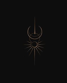 a black background with gold lines and a crescent