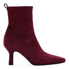 These Worthington women's Olympia booties are a chic style for cooler temps. Made from soft faux suede in a fall-worthy burgundy hue, this pull-on pair has a 1.75-inch flared heel, a pointed toe and a comfortable memory foam insole. Wear them with jeans or a dress. Features: Memory FoamClosure Type: Pull OnFootwear Technology: Memory Foam InsoleBoot Shaft Height: 6 InchesShoe Heel Height: 1 3/4 InchesUpper/Outer Base Material: 100% PolyuretheneShoe Lining Material: Polyurethane, NylonSole Mater… Burgundy Ankle Boots For Winter, Burgundy Ankle-high Heeled Boots For Winter, Trendy Burgundy Boots For Winter, Winter Burgundy Ankle-high Heeled Boots, Trendy Burgundy Winter Boots, High Ankle Suede Booties For Fall, Fitted Suede Booties For Fall, Trendy Burgundy Heeled Boots For Fall, Fitted Burgundy Boots For Winter