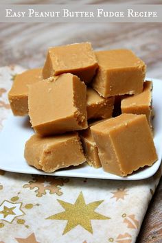 homemade peanut butter fudge recipe on a plate