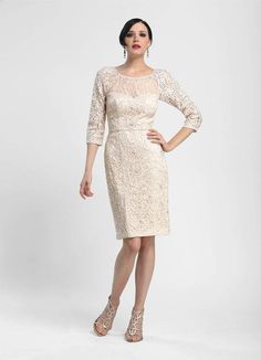 Sue Wong - N4118 Bateau Neck Embellished Lace Cocktail Dress Romantic Cocktail Dress, Simple Cocktail Dress, Knee Length Prom Dress, Short Sheath Dress, Sue Wong Dresses, Bride Dress Lace, Embellished Cocktail Dress, Long Formal Gowns, Sue Wong