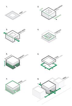 the diagram shows how to use different shapes and sizes for an architectural project, as well as