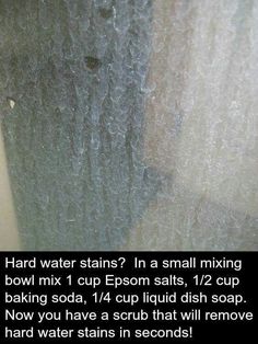 Hard Water Stain Remover, Hard Water Stains, Household Cleaning Tips, Cleaning Recipes, Hard Water