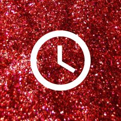 red glitter with a white clock on it