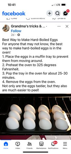 an image of eggs being cooked in the oven with facebook's caption below