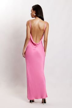 Jade Cowl Neck Backless Maxi Dress - Pink - MESHKI U.S Pink Backless Dress, Backless Dresses, 파티 드레스, Cowl Neck Dress, Sequin Prom Dresses, Prom Dress Shopping, Green Prom Dress