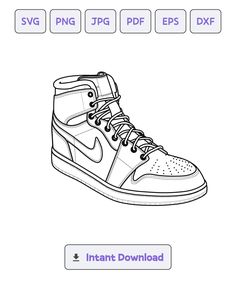 a drawing of a sneaker shoe with the words, instant dpf files