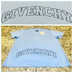 Brand New With Tags! Men’s Givenchy Baby Blue T-Shirt, Comes With Department Store Box Several Sizes Available Designer Blue Cotton T-shirt, Blue Designer Cotton T-shirt, Designer Blue Crew Neck T-shirt, Designer Blue Crew Neck Top, Designer Blue Tops With Logo Print, Designer Blue Tops For Streetwear, Givenchy Shirt, Givenchy Tshirt, Blue T Shirt