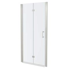 an image of a shower door on a white background with the glass doors open and closed