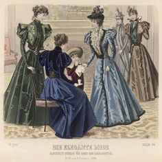 size: 12x12in Art Print: Female Dress of 1896 by Philip Talmage : Entertainment 1896 Fashion, Belle Epoque Fashion, Elegant Illustration, Victorian Era Fashion, 1890s Fashion, Female Dress, 19th Century Fashion, Vintage Couture, Edwardian Fashion