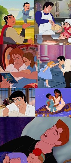 many different pictures of disney characters and their families