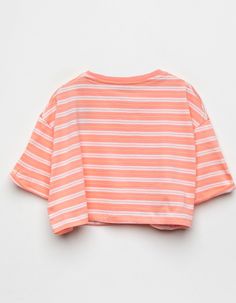 Roxy Happiness Begins Tee. Embroidery On Chest. Allover Striped Pattern. Cropped Boxy Fit. Ribbed Crew Neckline. Short Sleeves. 100% Cotton. Machine Wash. Imported. Tee Embroidery, Roxy Girls, 4 Girls, Crop Tee, Roxy, New Outfits, Crew Neckline, Short Sleeves, Embroidery