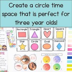 a poster with the words create a circle time space that is perfect for three year olds