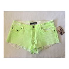 Super Shortie Neon Green Bdg Shorts. Brand New. Trendy Green Stretch Jean Shorts, Green Fitted Cutoff Bottoms, Fitted Green Cutoff Bottoms, Fitted Green Jean Shorts For Summer, Neon Green, Jean Shorts, Neon, Womens Shorts, Brand New