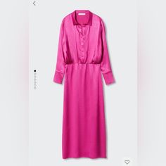 Beautiful Midi Pink Dress, Gorgeous Fabric. Brand New. Elegant Pink V-neck Shirt Dress, Pink Long Sleeve Dressy Midi Dress, Elegant Pink Shirt Dress For Work, Elegant Formal Pink Shirt Dress, Pink Silk Midi Dress For Casual Occasions, Elegant Pink Shirt Dress For Party, Pink Long Sleeve Maxi Dress For Work, Pink Elegant Casual Shirt Dress, Pink Casual Elegant Shirt Dress