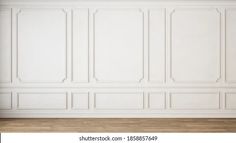 an empty room with white walls and wood flooring in the center, 3d rendering