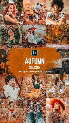 an autumn collage with photoshopped people