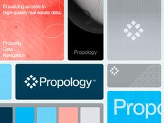 the logos for propoplay, including two buildings and one building that has been designed to