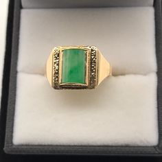 14k Yellow Gold And Jade Ring! Beautiful!!Reposhing This Item I Purchased From @Kamble. Loved It, But Ready To Rotate For Something New. Questions? Leave A Comment Below! Luxury Gold Jade Rings, Spiritual Green Jade Rings, Gold Jade Ring With Polished Finish, Yellow Gold Jade Cabochon Ring, Carved Green Jade Rings, Gold Apple, Jade Ring, Womens Jewelry Rings, Green And Gold