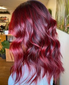 30 Posh Dark Red Hair Colors for an Enchanting Look - Hair Adviser Dark Red And Copper Hair, Pomegranate Hair Color, Bright Dark Red Hair, Dark Red Hairstyles, Bright Red Hair Ideas, Berry Red Hair, Dark Red Purple Hair, Magenta Balayage, Dark Red Balayage