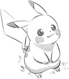 a drawing of a pikachu sitting in the grass