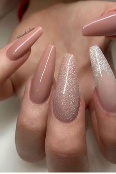 Ongles Beiges, Champagne Nails, Glamour Nails, Beige Nails, Cream Nails, Best Acrylic Nails