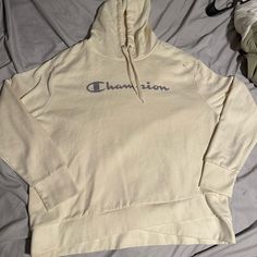 Women’s Xl Champion Hoodie In Cream Color. Came With Two Small Stains As Shown In Picture (May Come Out In The Wash). Never Worn/Washed Green Champion Hoodie, Champion Hoodie Mens, Pink Champion Hoodie, Cream Hoodie, Christmas Hoodie, Zippered Sweater, Champion Reverse Weave, Champion Sweatshirt, Champion Hoodie