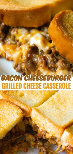 bacon cheeseburger grilled cheese casserole on a plate