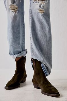 We The Free Wesley Ankle Boots | Free People Western Ankle Boots Outfit, Cos Boots, Boots Outfit For Women, Brown Boots Outfit, Best Ankle Boots, Chelsea Boots Men Outfit, Boots Men Outfit, Short Brown Boots, Fold Over Boots