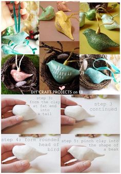 how to make bird ornaments out of clay - step by step instructions on how to make them